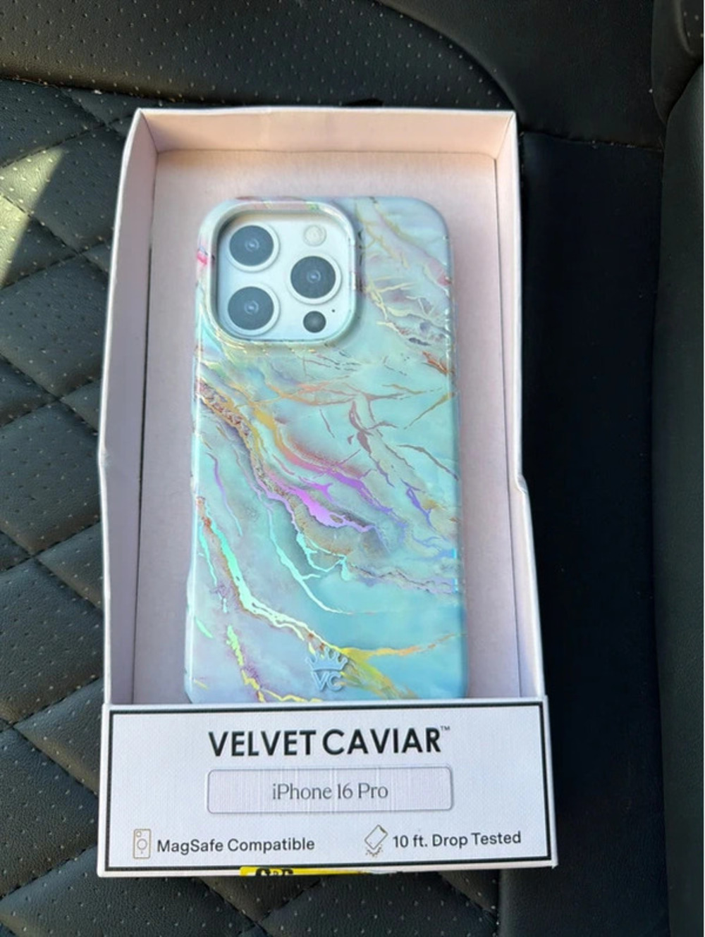 Velvet Caviar iPhone 16 Pro Case – Iridescent Pastel Marble MagSafe